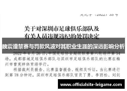 魏震遭禁赛与罚款风波对其职业生涯的深远影响分析